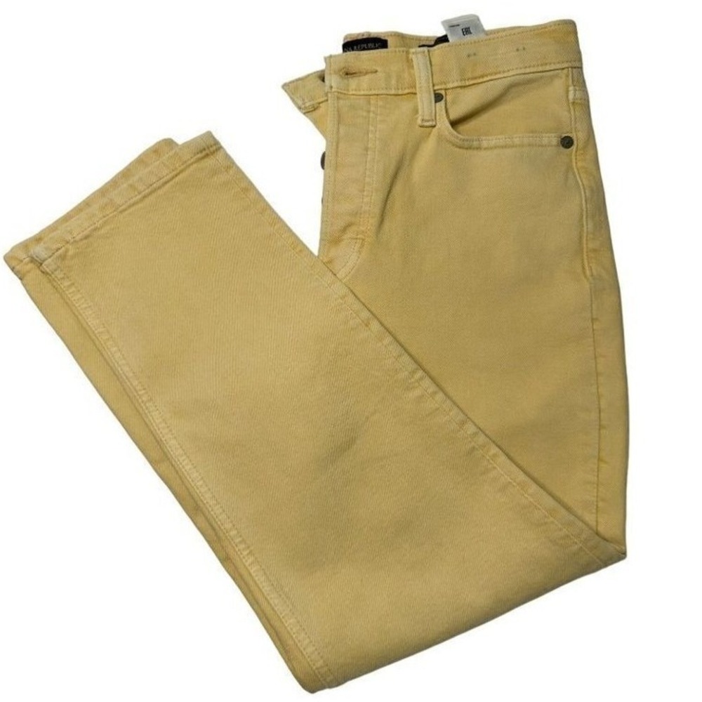 Banana Republic High-Rise Straight Leg Jeans Yellow Button Fly Petite 27P